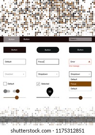 Dark Orange vector design ui kit with dots. Colorful ui/ux kit with header consisted of spheres. This sample is for your landing page.