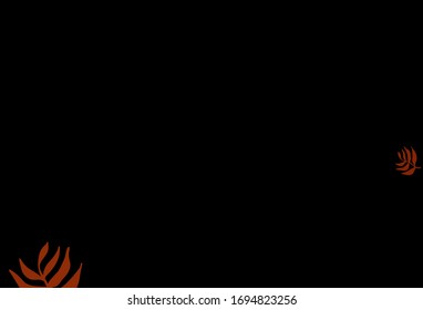Dark Orange vector doodle background with leaves. leaves on elegant natural pattern with gradient. Hand painted design for web, leaflets.