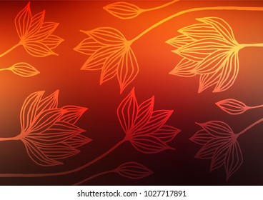 Dark Orange vector doodle blurred background. Colorful abstract illustration with lines in Asian style. Brand-new design for your business.
