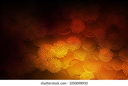 Dark Orange vector doodle blurred texture. Modern geometrical abstract illustration with flowers. Hand painted design for web, leaflet, textile.