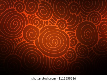 Dark Orange vector doodle blurred pattern. Colorful abstract illustration with lines in Asian style. The pattern can be used for coloring books and pages for kids.