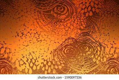 Dark Orange vector doodle blurred pattern. Sketchy doodles with flowers on blurred background. Hand painted design for web, leaflet, textile.