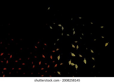 Dark Orange vector doodle pattern. Pattern with gradient colorful leaves in natural style. Hand painted design for wrapping, wallpaper.