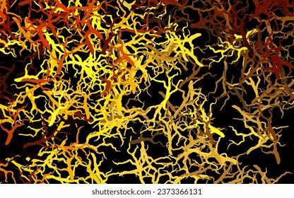 Dark Orange vector doodle pattern with leaves, branches. Doodle illustration of leaves and branches in Origami style. Brand new design for your business.