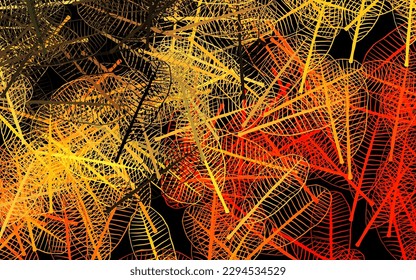 Dark Orange vector doodle template with flowers, leaves. Colorful abstract illustration with leaves in doodle style. New template for your design.
