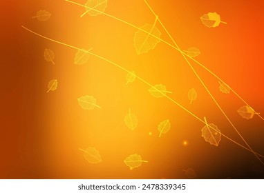Dark Orange vector doodle template with trees, branches. Decorative design of flowers on white background. Brand new style for your business design.
