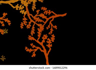 Dark Orange vector doodle texture with branches. Brand new colored illustration with leaves and branches. Pattern for heads of websites, designs.