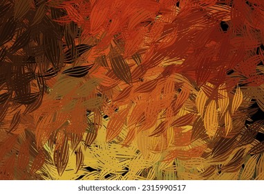 Dark Orange vector elegant background with leaves. leaves on elegant natural pattern with gradient. New design for your business.