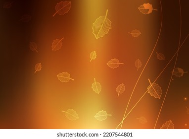 Dark Orange vector elegant template with trees, branches. Flowers with gradient on white background. Textured pattern for websites, banners.