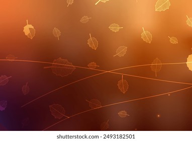 Dark Orange vector elegant wallpaper with trees, branches. Modern abstract illustration with flowers. Brand new style for your business design.