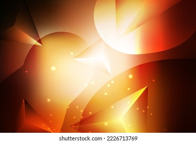Dark Orange vector Glitter abstract illustration with connection of triangle structure. Beautiful colored illustration with blurred circles in nature style. Smart design for business ads.