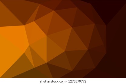 Dark Orange vector gradient triangles template. Shining polygonal illustration, which consist of triangles. Completely new template for your banner.