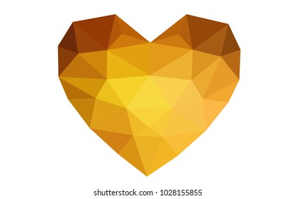 Dark Orange vector greeting Card Happy Valentine's Day. Lettering with hearts on the white polygonal background. Colored triangular illustration for your business.