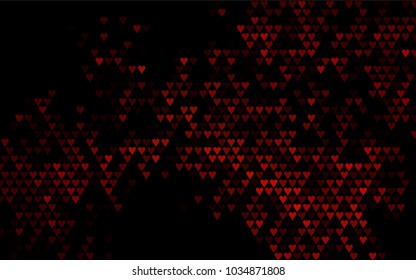 Dark Orange vector greeting Card Happy Valentine's Day. Pattern with isolated hearts on the white background. Colored illustration for your banner, website, advert.