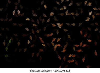 Fondo pintado a mano en un vector oscuro naranja. Ilustración creativa en estilo simple con hojas. Diseño pintado a mano para envolver, papel pintado.