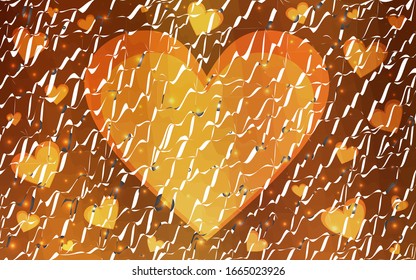 Dark Orange vector heart isolated on white background. Geometric rumpled triangular low poly origami style gradient graphic illustration. Polygonal design for your business.