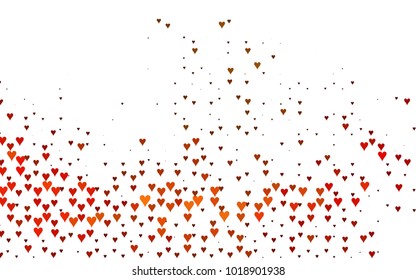 Dark Orange vector hearts isolated on white background. Cool pattern in origami style with gradient for Valentine day. Graphic illustration for your business design.