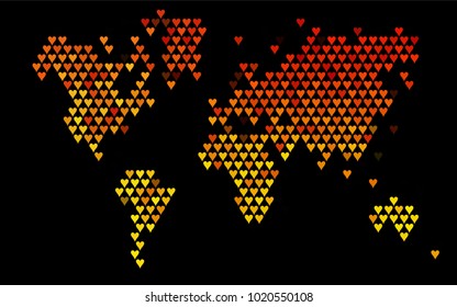 Dark Orange vector hearts isolated on white background. Cool pattern in origami style with gradient for Valentine day. Graphic illustration for your business design.