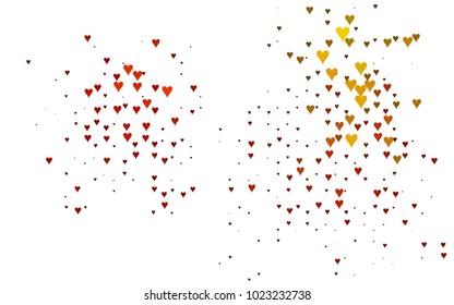 Dark Orange vector hearts isolated on white background. Cool pattern in origami style with gradient for Valentine day. Graphic illustration for your business design.
