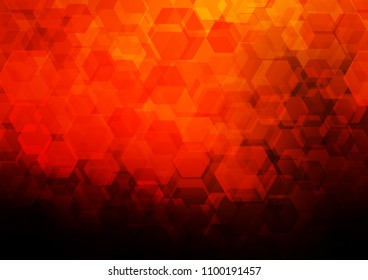 Dark Orange vector hexagon mosaic background. Colorful illustration in abstract style with gradient. Brand new style for your business design.