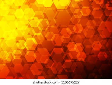 Dark Orange vector hexagon mosaic background. Creative illustration in halftone style with gradient. A new texture for your design.