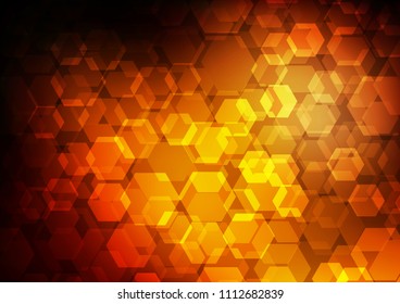 Dark Orange vector hexagon mosaic pattern. hexagonal geometric sample with gradient.  The textured pattern can be used for background.