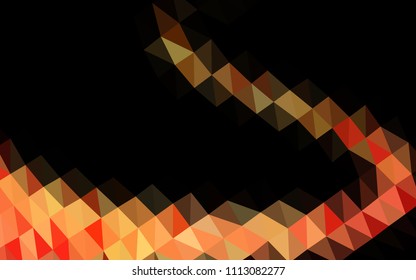 Dark Orange vector hexagon mosaic template. Shining illustration, which consist of triangles. A completely new template for your business design.