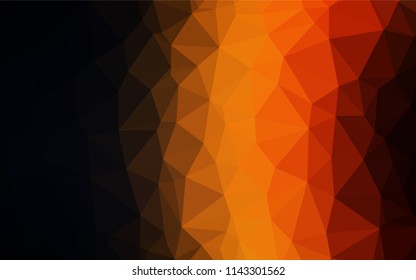 Dark Orange vector hexagon mosaic texture. Triangular geometric sample with gradient.  Brand new design for your business.