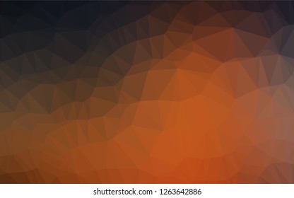 Dark Orange vector hexagon mosaic texture. Triangular geometric sample with gradient.  Brand new style for your business design.