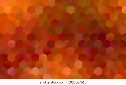 Dark Orange vector illustration which consist of circles. Dotted gradient design for your business. Creative geometric background in halftone style with colored spots.