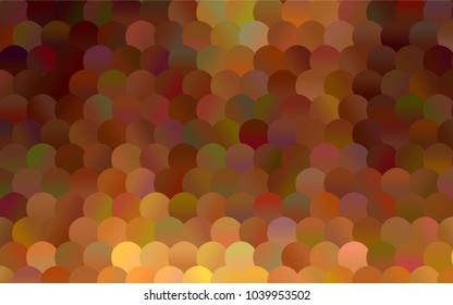 Dark Orange vector illustration which consist of circles. Dotted gradient design for your business. Creative geometric background in halftone style with colored spots.