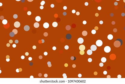 Dark Orange vector illustration which consist of circles. Dotted gradient design for your business. Creative geometric background in halftone style with colored spots.