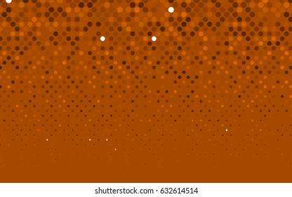 Dark Orange vector illustration which consist of circles. Dotted gradient design for your business. Creative geometric background in halftone style with colored spots.