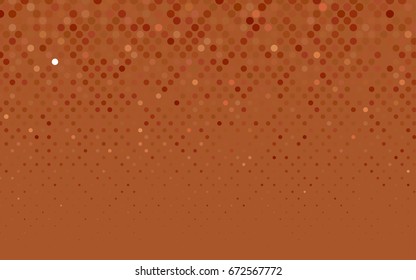 Dark Orange vector illustration which consist of circles. Dotted gradient design for your business. Creative geometric background in halftone style with colored spots.