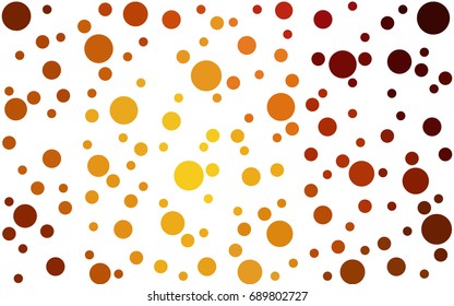 Dark Orange vector illustration which consist of circles. Dotted gradient design for your business. Creative geometric background in halftone style with colored spots.