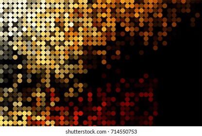 Dark Orange vector illustration which consist of circles. Dotted gradient design for your business. Creative geometric background in halftone style with colored spots.