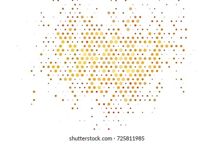 Dark Orange vector illustration which consist of circles. Dotted gradient design for your business. Creative geometric background in halftone style with colored spots.