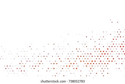 Dark Orange vector illustration which consist of circles. Dotted gradient design for your business. Creative geometric background in halftone style with colored spots.