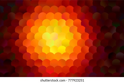 Dark Orange vector illustration which consist of circles. Dotted gradient design for your business. Creative geometric background in halftone style with colored spots.