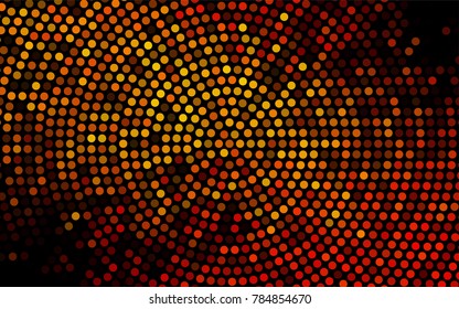Dark Orange vector illustration which consist of circles. Dotted gradient design for your business. Creative geometric background in halftone style with colored spots.