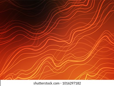 Dark Orange vector indian curved template. Colorful abstract illustration with lines in Asian style. Hand painted design for web, wrapping, wallpaper.