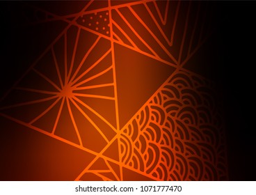 Dark Orange vector indian curved pattern. Ethnic elegant natural pattern with gradient. The pattern can be used for heads of websites and designs.