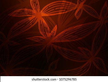Dark Orange vector indian curved background. Ethnic elegant natural pattern with gradient. The pattern can be used for wallpapers and coloring books.