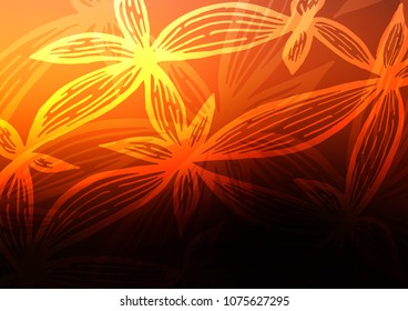 Dark Orange vector indian curved pattern. Ethnic elegant natural pattern with gradient. A completely new template for your business design.