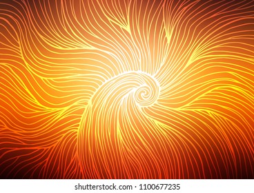 Dark Orange vector indian curved template. Doodles on blurred abstract background with gradient. Hand painted design for web, leaflet, textile.
