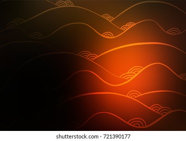 Dark Orange vector indian curved texture. Sketchy hand drawn doodles on blurred background. The pattern can be used for heads of websites and designs.