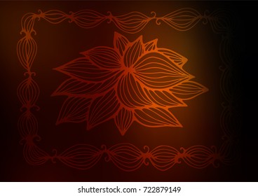 Dark Orange vector indian curved background. Brand-new colored illustration in blurry style with doodles. The template can be used as a background for cell phones.