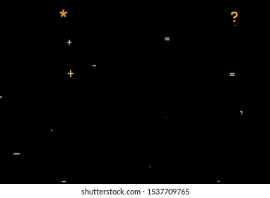 Dark Orange vector layout with algebra elements. Shining colorful illustration with isolated Digit signs. Smart design for university advert.