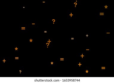 Dark Orange vector layout with algebra elements. Modern geometrical illustration with numerals. Smart design for university advert.