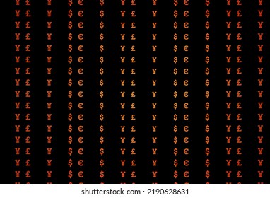 Dark orange vector layout with banking symbols. Modern abstract illustration with symbols of money. The pattern can be used as ads, poster, banner for payments.